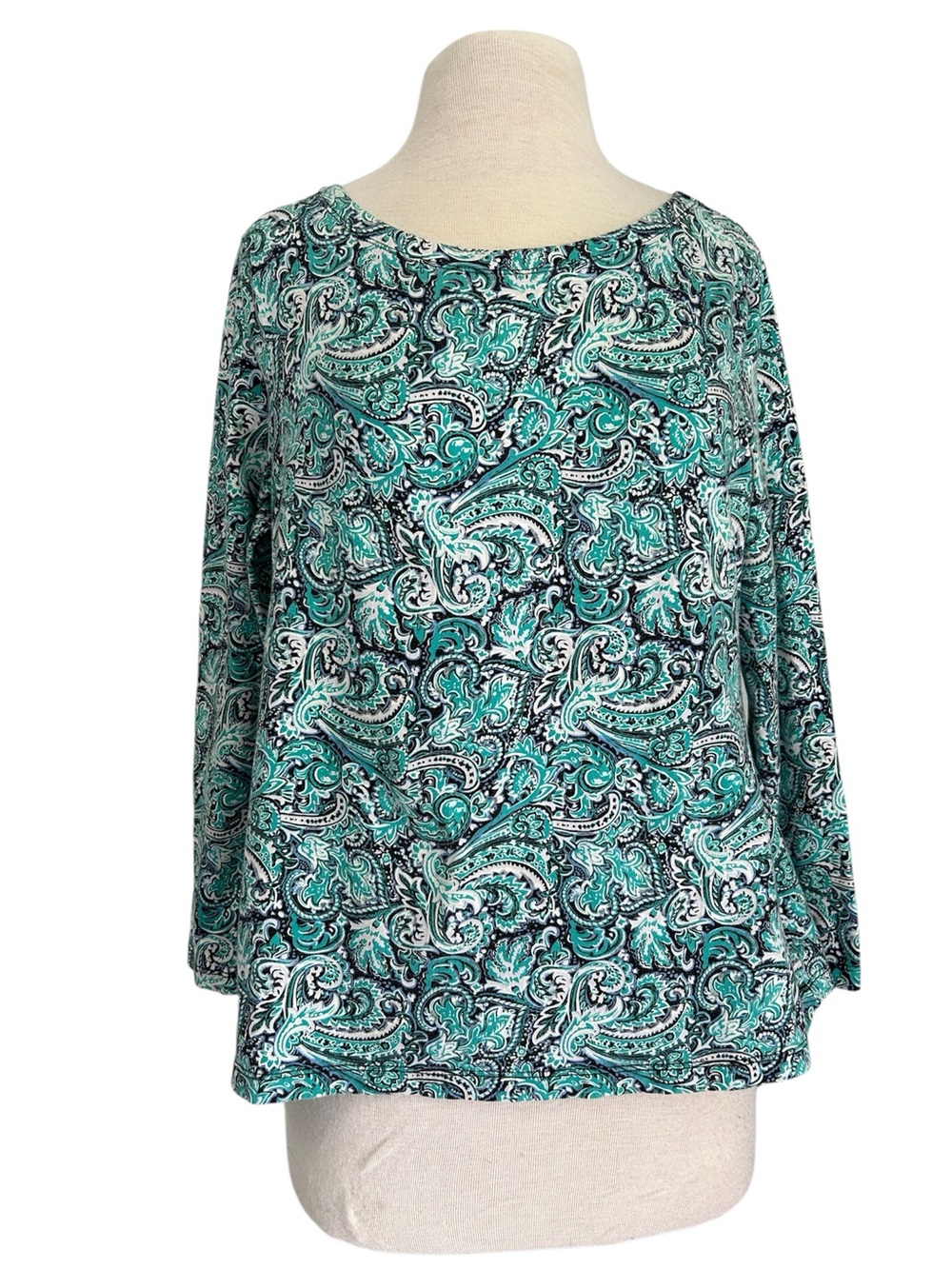 Women’s Teal Paisley Long Sleeve Top